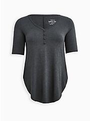 Plus Size Favorite Tunic Henley - Super Soft Charcoal , CHARCOAL  GREY, hi-res