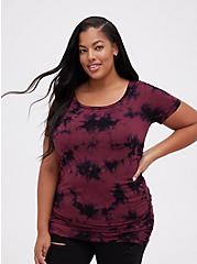 Plus Size Maternity Tee - Super Soft Tie Dye Burgundy, OTHER PRINTS, hi-res