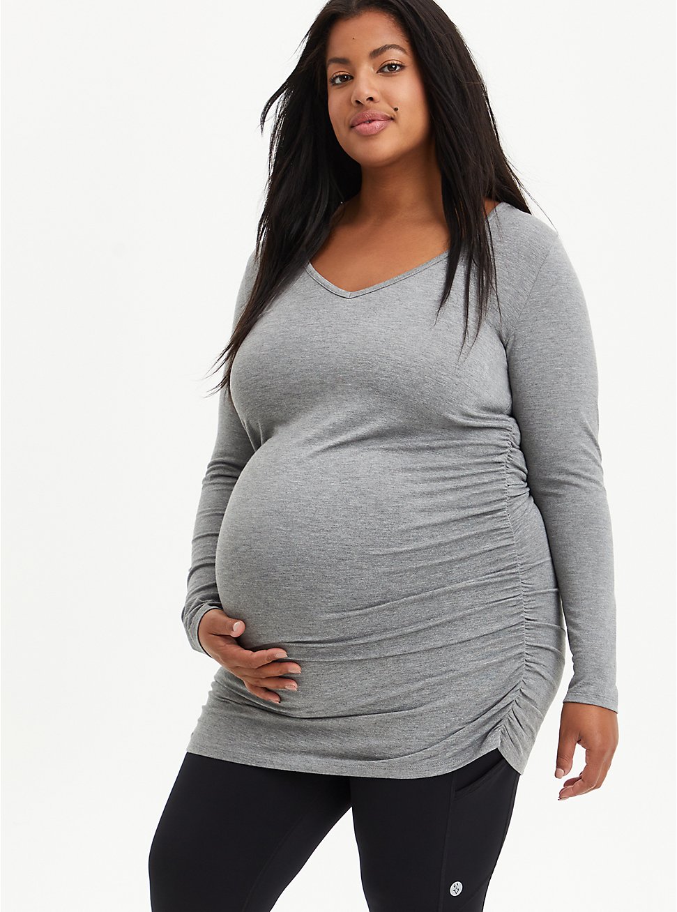Maternity Tunic Tee - Super Soft Heather Grey, HEATHER GREY, hi-res