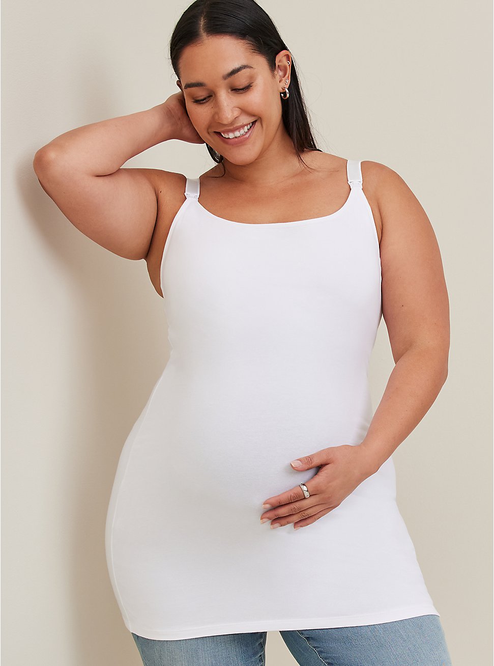 Plus Size Maternity Nursing Cami - Foxy White, BRIGHT WHITE, hi-res