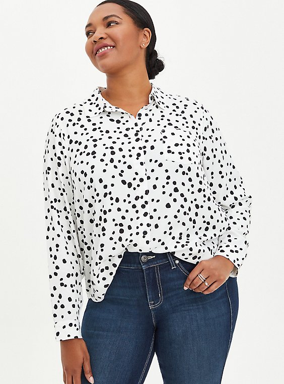 Button Down Shirt - Twill Cheetah Dot White, DOT - WHITE, hi-res