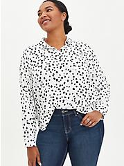 Plus Size Button Down Shirt - Twill Cheetah Dot White, DOT - WHITE, hi-res
