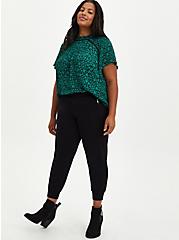 High Neck Blouse - Georgette Hearts Green, OTHER PRINTS, alternate