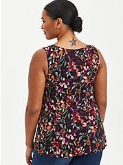 Plus Size Fit & Flare Tank - Textured Stretch Rayon Floral Black, FLORAL - BLACK, alternate