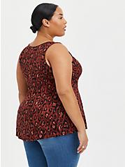Plus Size Fit & Flare Tank - Textured Stretch Rayon Leopard Red, LEOPARD - RED, alternate