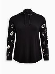 Plus Size Super Soft Pullover Hoodie - LoveSick Skulls Black, DEEP BLACK, hi-res