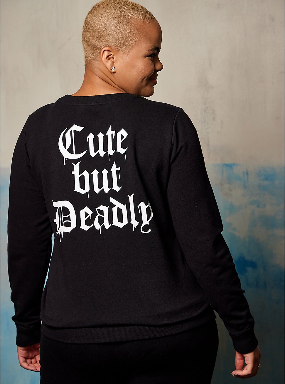 Plus Size Sweatshirt - LoveSick Cute But Deadly Black, DEEP BLACK, hi-res