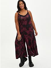 Plus Size Sleep Jumpsuit - Tie Dye Burgundy, MULTI, hi-res
