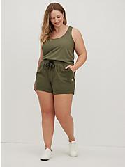 Plus Size Perforated Active Tank - Olive, DUSTY OLIVE, alternate