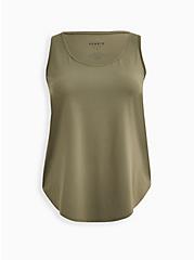 Plus Size Perforated Active Tank - Olive, DUSTY OLIVE, hi-res