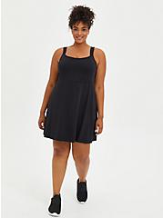 Plus Size 2Fer Running Active Dress with Bike Short - Black, DEEP BLACK, alternate