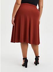 Plus Size Midi Skirt - A-Line Rib Knit Brown, BRANDY BROWN, alternate