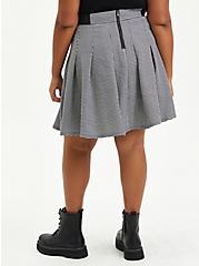 Skater Skirt - Pleated Twill Houndstooth Black & White , FUZZY HOUNDSTOOTH, alternate