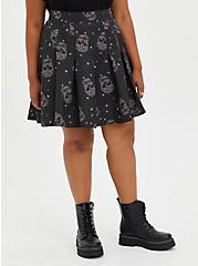 Skater Skirt - Pleated Twill Floral Skull Black, SKULLS FLORAL-BLACK, hi-res