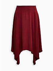 Plus Size Midi Skirt - Challis Handkerchief Burgundy, ZINFANDEL, hi-res