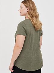Plus Size Girlfriend Tee - Signature Jersey Happiness Is Key Dusty Olive, DEEP DEPTHS, alternate