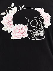 Off Shoulder Sweatshirt - Cozy Fleece Skull Black , DEEP BLACK, alternate