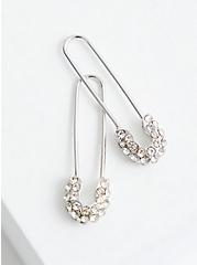 Plus Size Silver Tone Safety Pin Earrings , , alternate