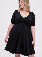 Plus Size Skater Mini Dress - Studio Knit Black , DEEP BLACK, alternate