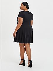 Plus Size Mini Studio Cupro Fit And Flare Dress, DEEP BLACK, alternate
