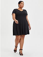 Plus Size Fit & Flare Mini Dress - Cupro Black, DEEP BLACK, alternate