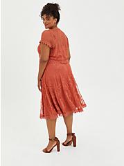 Button-Front Top & Midi Skirt Set - Lace Rust, REDWOOD, alternate