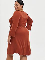 Plus Size Zip-Front Shirt Dress - Cupro Brown, BRANDY BROWN, alternate