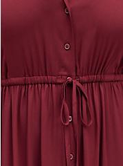 Tiered Midi Shirt Dress - Stretch Challis Burgundy, ZINFANDEL, alternate