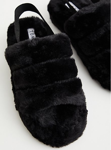 Fur Band Platform Slipper - Black (WW), BLACK, alternate
