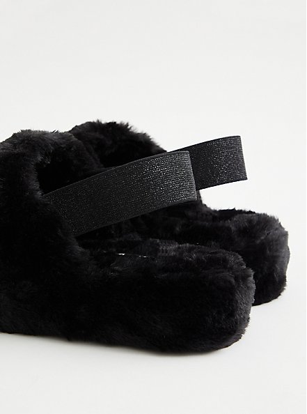 Fur Band Platform Slipper - Black (WW), BLACK, alternate