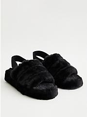 Fur Band Platform Slipper - Black (WW), BLACK, hi-res