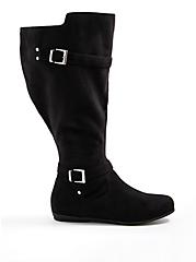 Double Buckle Knee Boot (WW), BLACK, hi-res