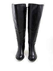 Black Faux Leather Studded Welt Over The Knee Boot (WW), BLACK, alternate