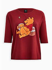 Disney Winnie The Pooh Lounge Top - Super Soft Plush, BURGUNDY, hi-res