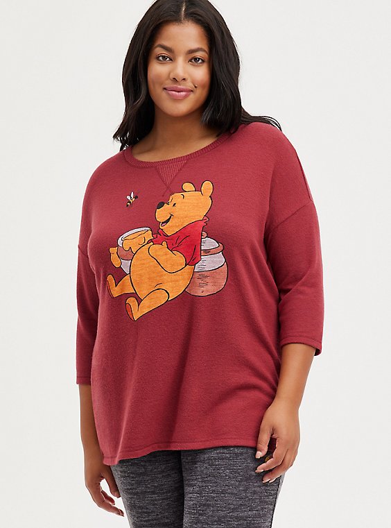 WINNIE THE POOH WINNIE THE POOH Different Girl Loose Shirt Red-chiné 
