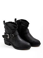 Plus Size Slouchy Moto Boot - Faux Leather Black (WW), BLACK, alternate