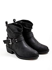 Plus Size Slouchy Moto Boot - Faux Leather Black (WW), BLACK, hi-res