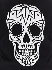 Plus Size Boyfriend Cardigan Sweater - Skull Rose Black, DEEP BLACK, alternate