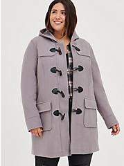 Toggle Coat with Fur Trim - Brushed Ponte Grey, GREY, alternate