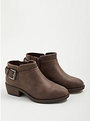 Plus Size Side Buckle Bootie - Faux Leather Taupe (WW), TAUPE, alternate