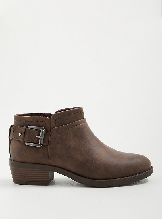 Side Buckle Bootie - Faux Leather Taupe (WW), TAUPE, hi-res