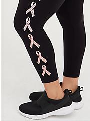 Plus Size Breast Cancer Awareness Premium Legging - Gradient Ribbon Side Black, BLACK, alternate