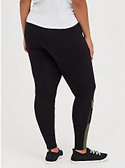 Plus Size Premium Legging - Mesh Olive Colorblock Black, BLACK, alternate