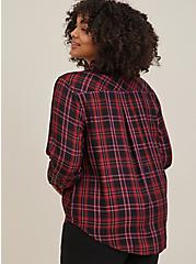 Lizzie Rayon Twill Button-Up Long Sleeve Shirt, ANISE PLAID, alternate
