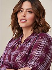 Lizzie Rayon Twill Button-Up Long Sleeve Shirt, BUNDLE UP PLAID, alternate