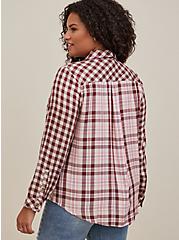 Plus Size Lizzie Rayon Twill Button-Up Long Sleeve Shirt, SUNDAE MIXED PLAID, alternate