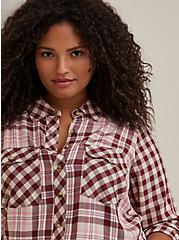 Plus Size Lizzie Rayon Twill Button-Up Long Sleeve Shirt, SUNDAE MIXED PLAID, alternate