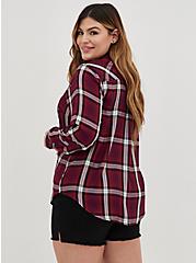Plus Size Lizzie Button-Up Shirt - Twill Plaid Wine , PLAID - PURPLE, alternate