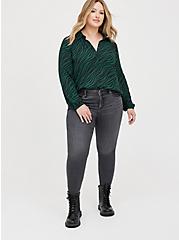 Drop Shoulder Shirt - Georgette Lace Leopard Wave, LEOPARD-GREEN, alternate