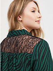 Drop Shoulder Shirt - Georgette Lace Leopard Wave, LEOPARD-GREEN, alternate